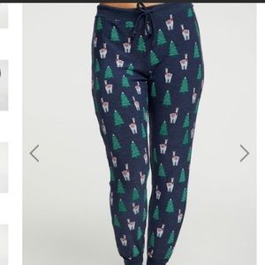 Chaser Holiday Llama Pants Lounge PJs Joggers New